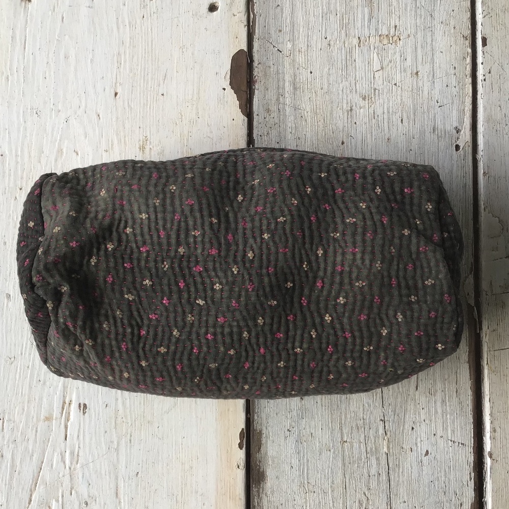 NEW free people vintage KANTHA cosmetic BAG pouch brown - Picture 2 of 5